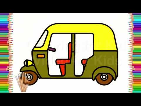 480x360 Kids Draw And Coloring With Auto Rickshaw Coloring For Kids