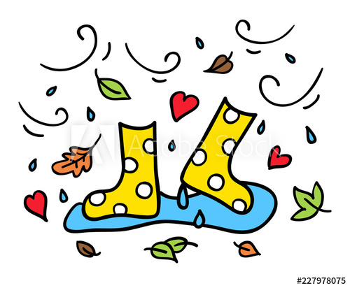 500x412 Colorful Rubber Boots Doodle Drawing Autumn Concept