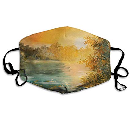 425x425 Fashion Mask, Pastel Color Sunset On The Lake In Fall