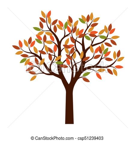 450x470 Autumn Tree With Color Leaves Vector Illustration