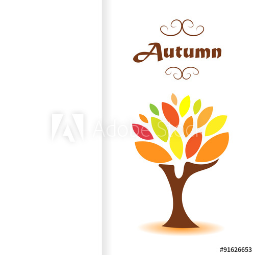 500x500 Vector Drawing Of Bright Autumn Tree On A White Background