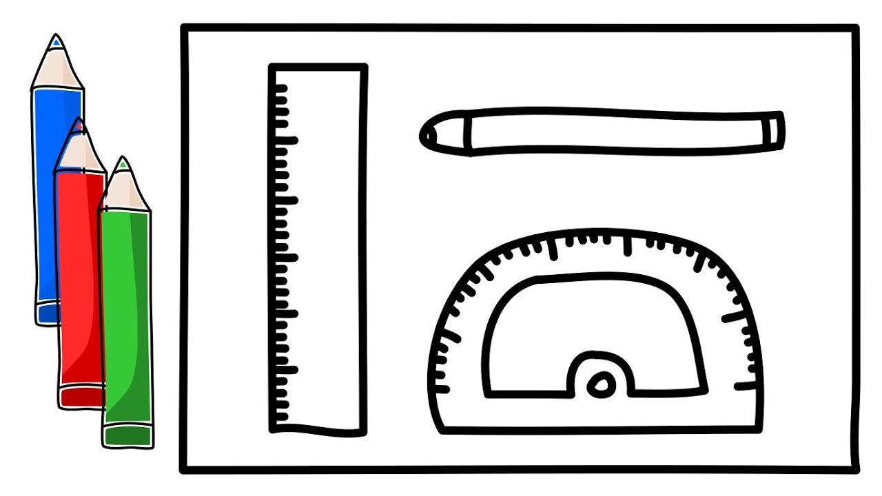 1280x720 How To Draw A Pen, Ruler, Phone, Award, Face, For Kids Drawing