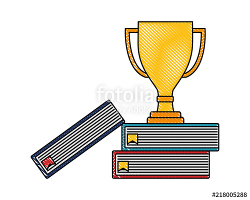 500x400 Trophy Award Winner On Books Top Color Drawing Stock Image