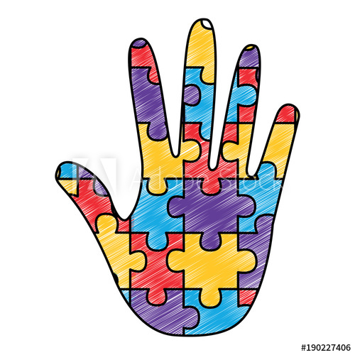 500x500 Hand Made Puzzle Pieces For Autism Awareness Care Vector