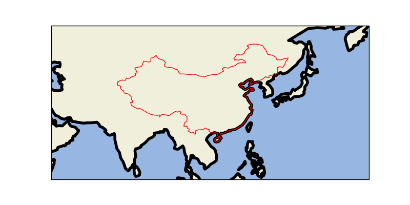 800x400 Cartopy Drawing The Coastlines With A Country Border Removed