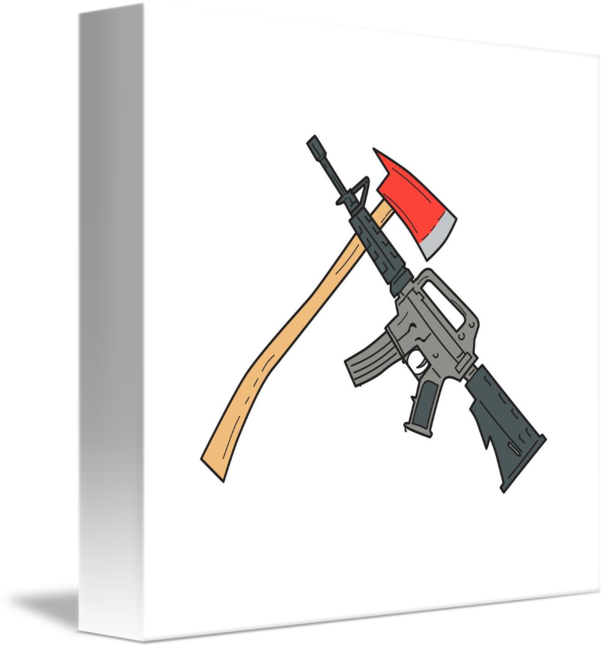 606x650 Crossed Fire Ax And Carbine Rifle Drawing