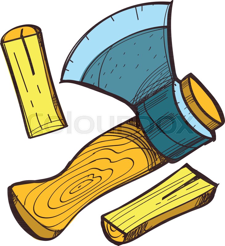 731x800 The Ax And Log Color Illustration In Stock Vector Colourbox