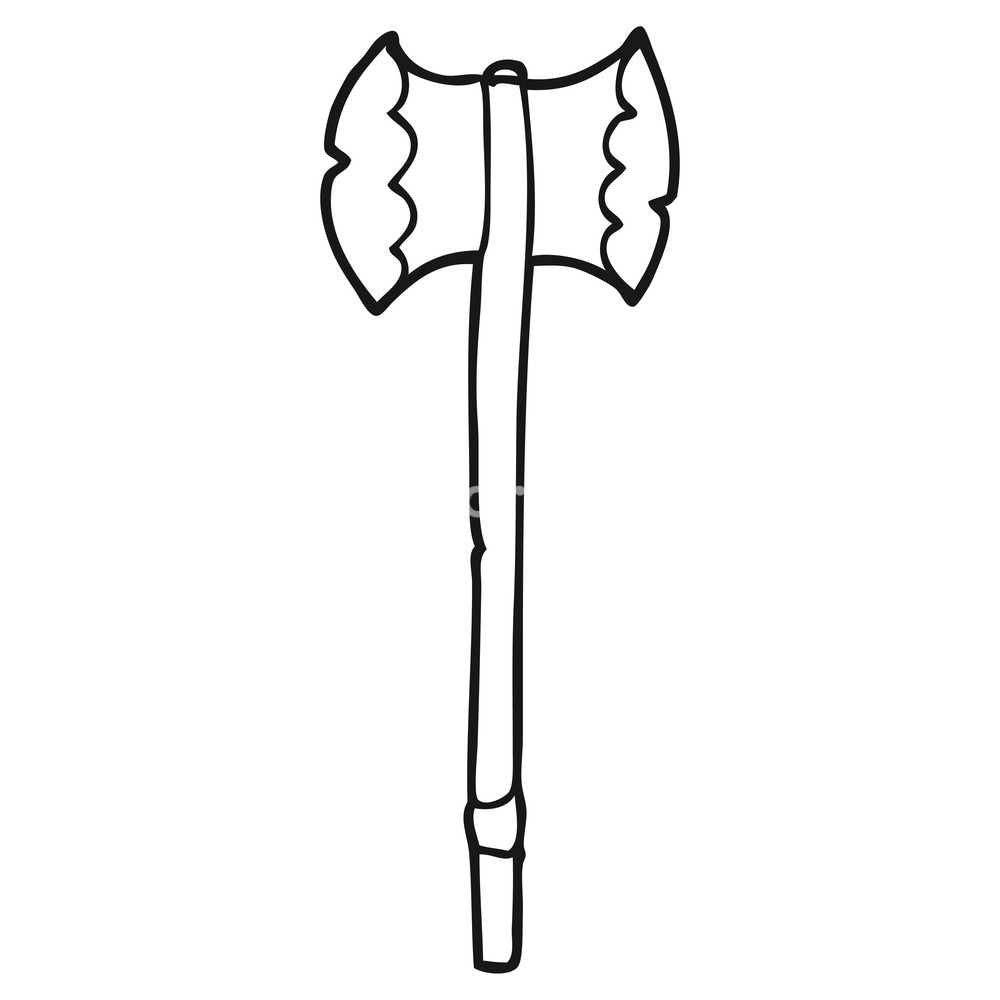 1000x1000 Freehand Drawn Black And White Cartoon Axe Royalty Free Stock