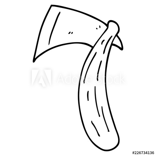 500x500 Line Drawing Cartoon Viking Axe