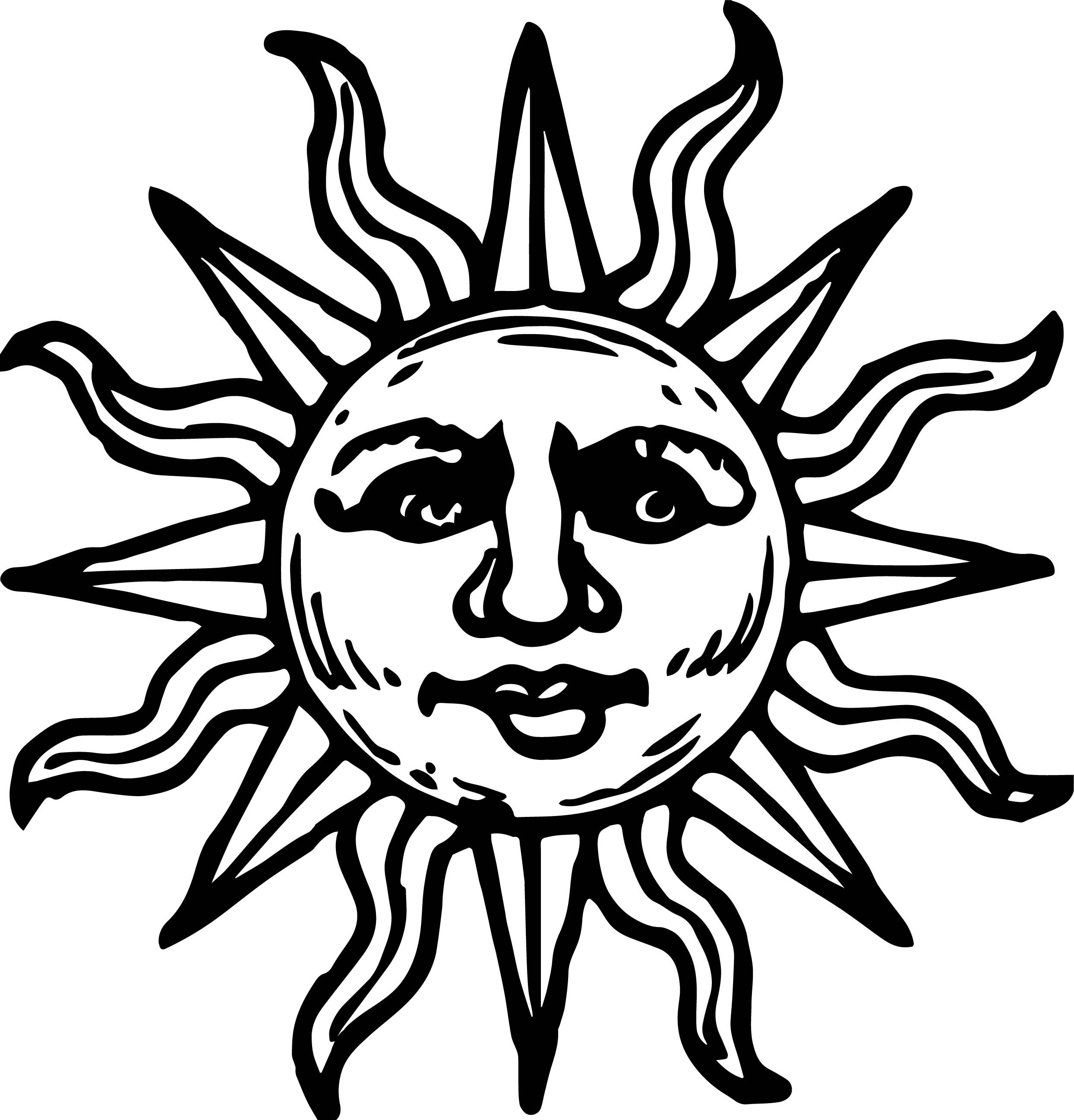 2488x2594 Aztec Sun Drawings Sun Woodcut Coloring