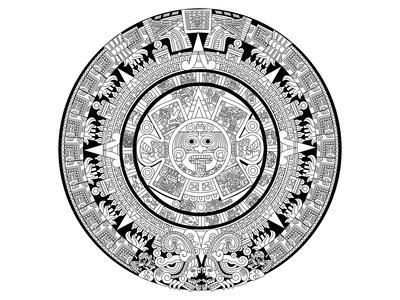 400x300 Aztec Calendar Coloring Art Coloring Poster