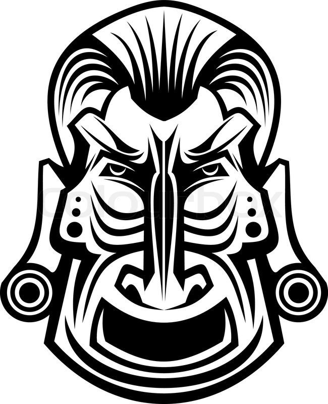 650x800 Ancient Tribal Religious Mask Isolated On White Vector