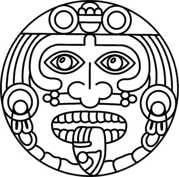 600x595 Aztec Symbol Of God Coloring Pages Bulk Color Zen Stuff