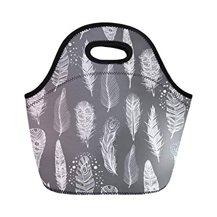 425x425 Semtomn Lunch Tote Bag Abstract Feathers Aztec Bird