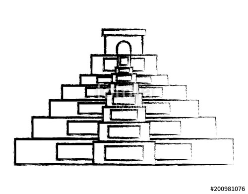 500x391 Sketch Of Mexican Pyramid Icon Over White Background, Vector