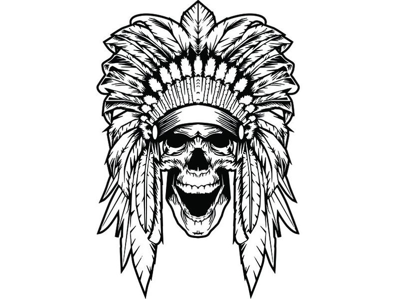 794x597 Indian Skull Native American Warrior Headdress Feather Etsy