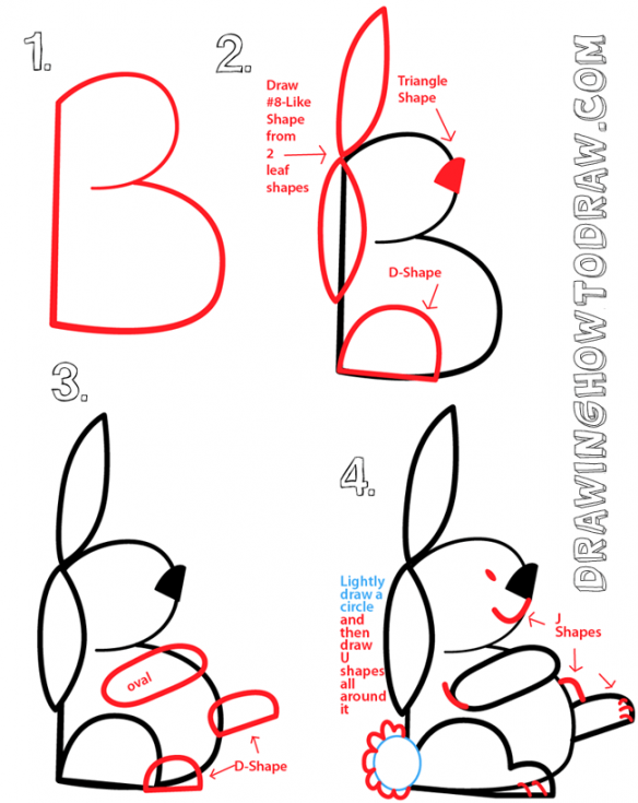 584x735 Big Guide To Drawing Cartoon Bunny Rabbits With Basic Shapes