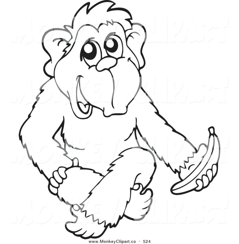 830x846 Monkey Outline Drawing At Free For Personal Use Cartoon Face