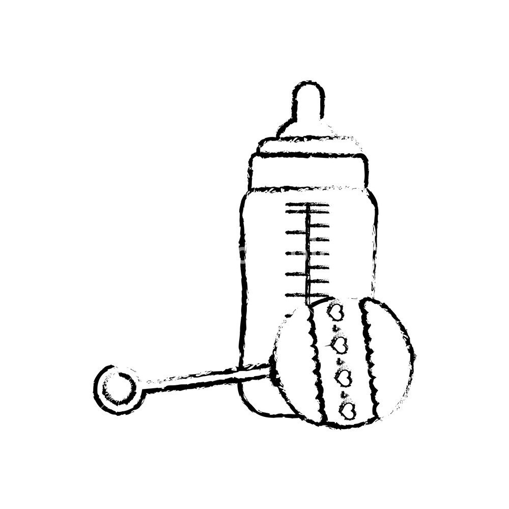 1000x1000 Bottle And Maraca Of Baby Object Childhood Theme Isolated Design