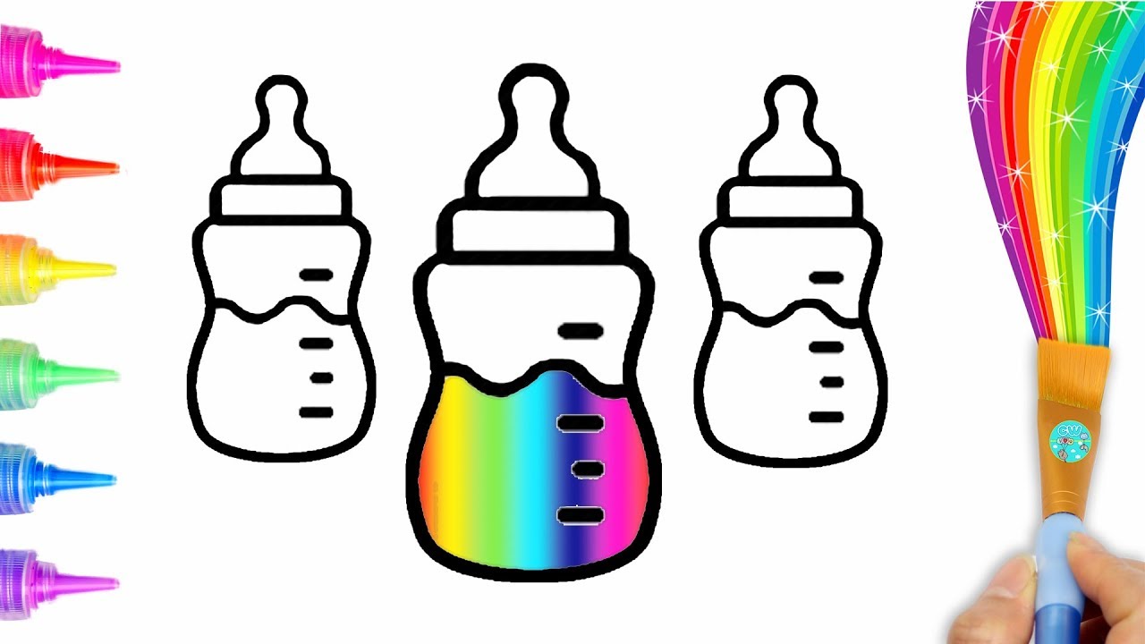 1280x720 Coloring And Drawing Baby Bottle For Toddlers, Kids Creative