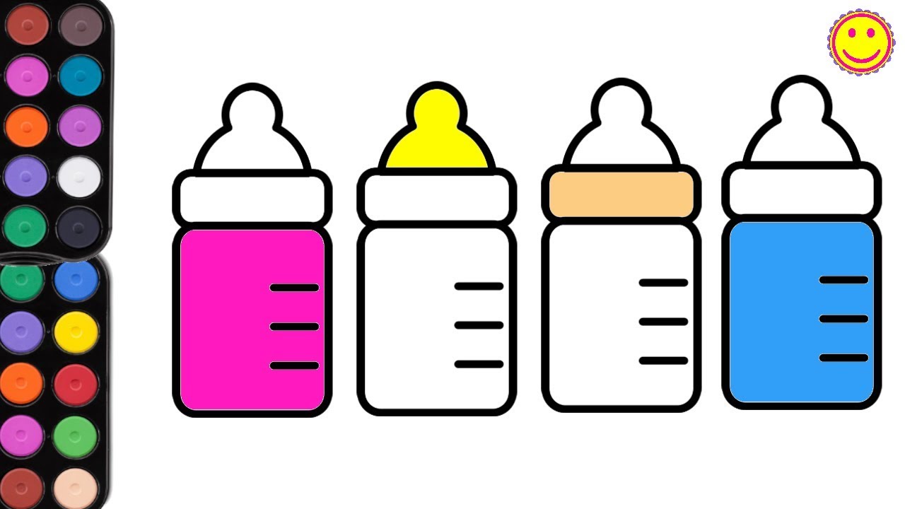 1280x720 Drawing And Coloring Baby Bottles With Paint Brush