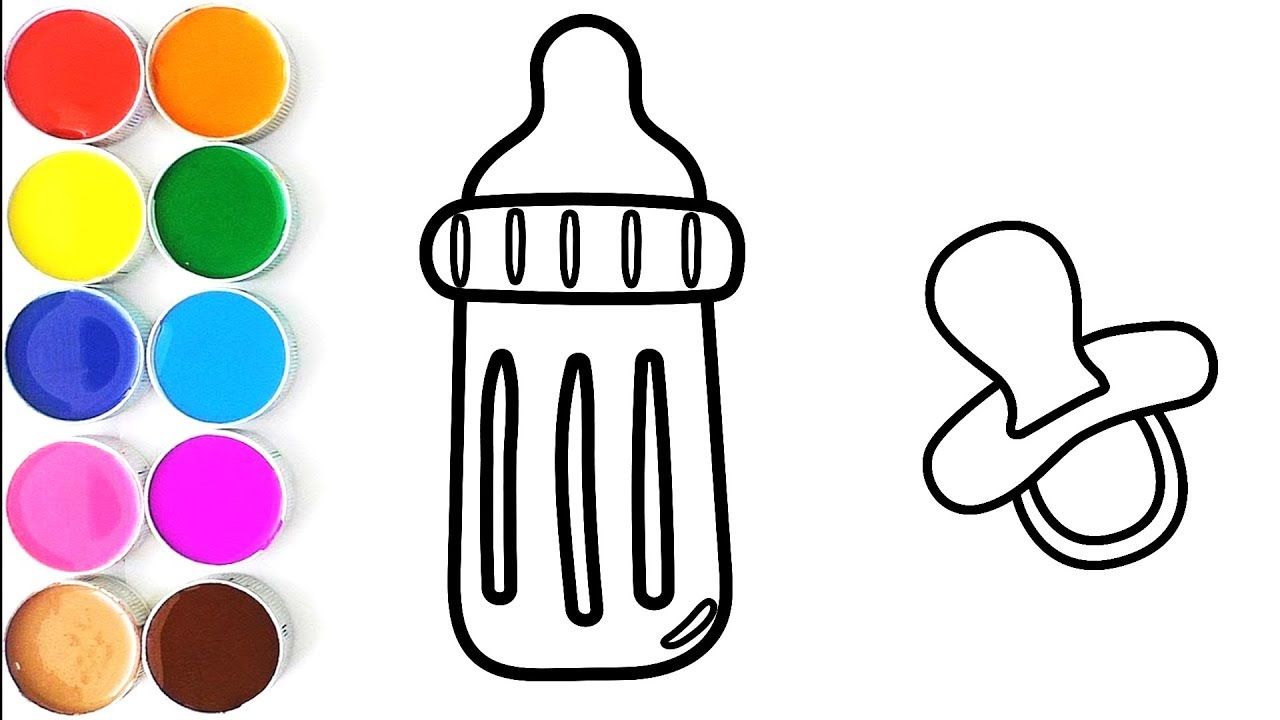 1280x720 How To Draw Accessories For Baby Coloring Milk Bottle, Baby