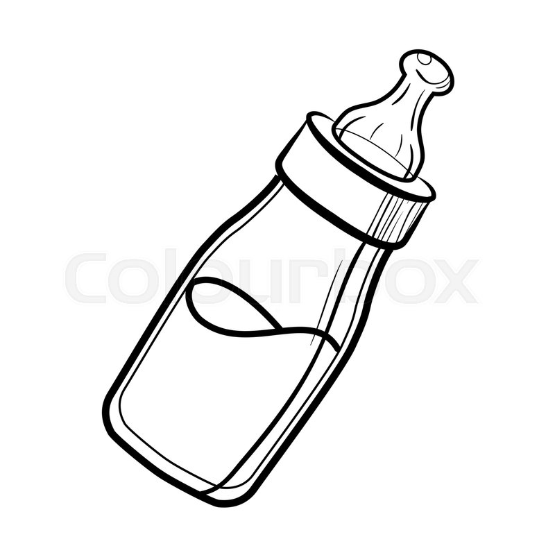 800x800 Sketch Baby Bottle With Milk And Soft Stock Vector Colourbox