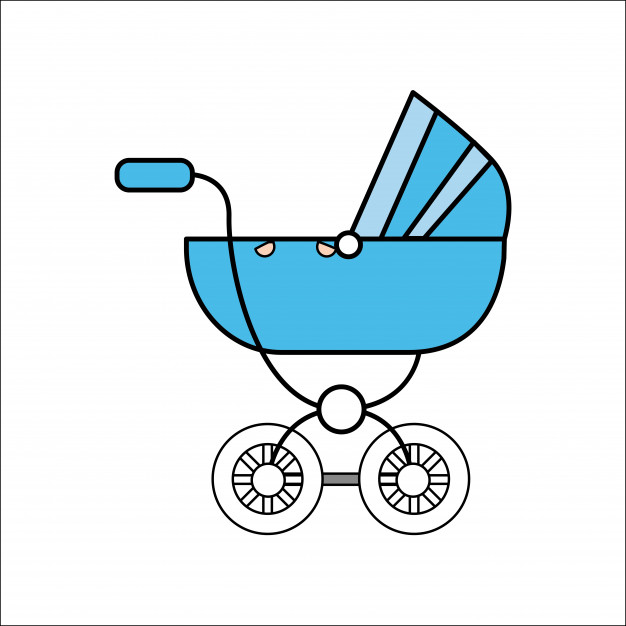 626x626 Blue Baby Carriage Icon Vector Premium Download
