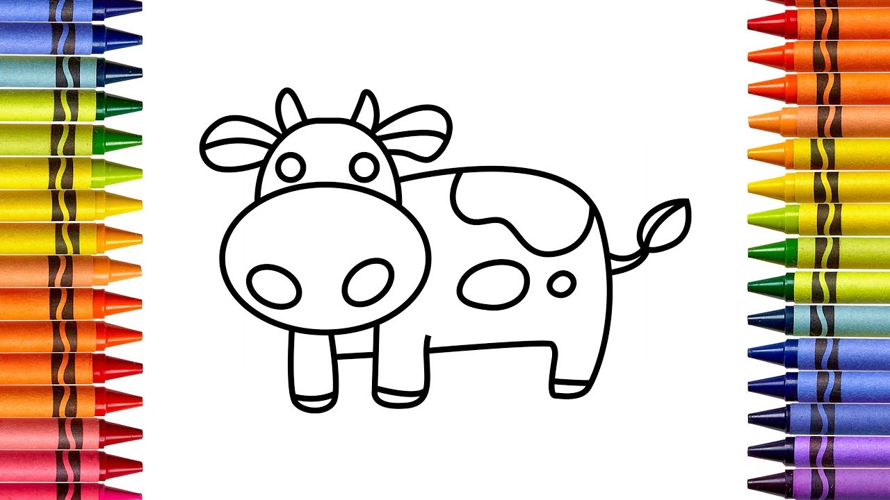 1280x720 How To Draw And Color Cow For Kids Toddler Baby