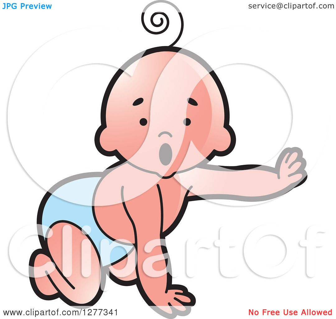 1080x1024 Clipart Of A Surprised Caucasian Baby Crawling And Reaching