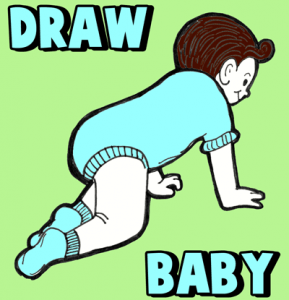 289x300 How To Draw A Crawling Baby With Cartooning Lesson