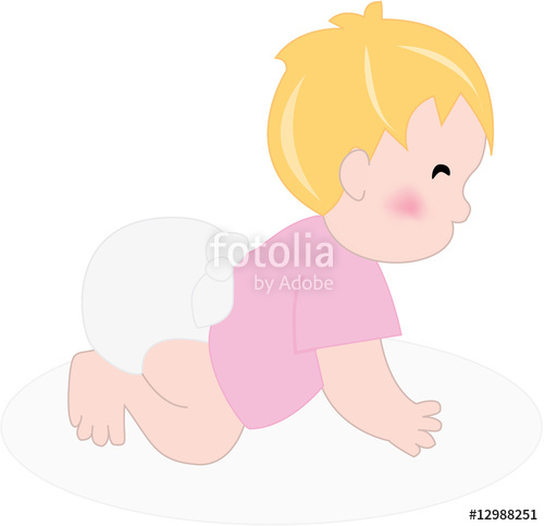 500x483 Illustration Of Baby Girl With Diaper Crawling Stock Image