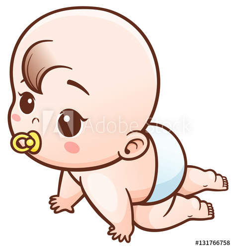 469x500 Vector Illustration Of Cartoon Cute Baby Learn To Crawl