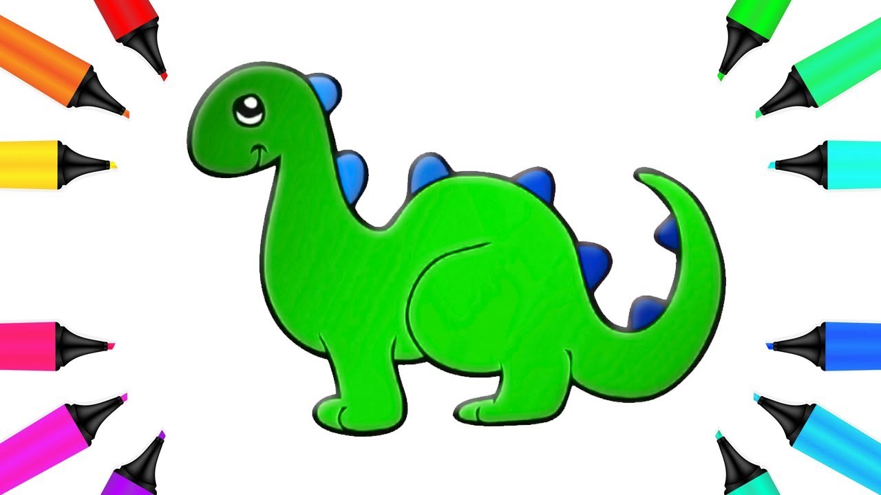 1280x720 Dino Baby Dinosaur Drawing And Coloring With A Magic Rainbow