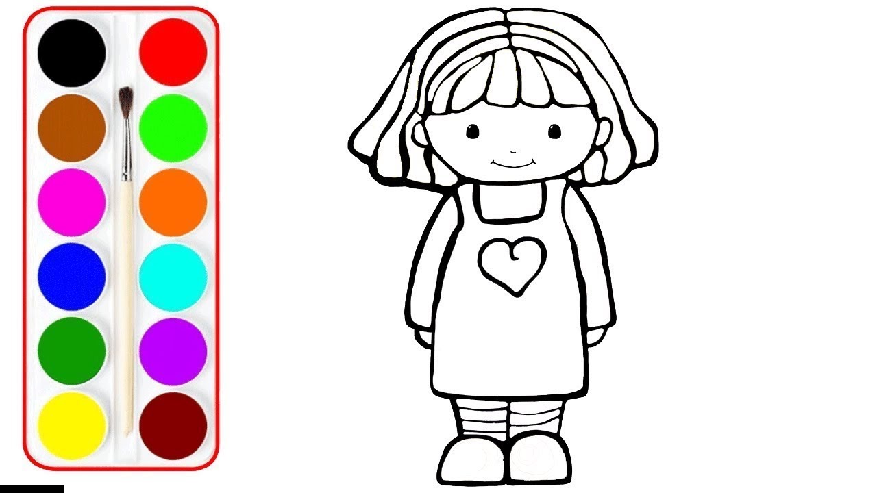 1280x720 Baby Doll Drawing And Coloring With Glitters Learn Colors