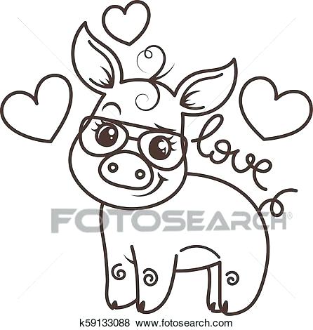 446x470 Baby Pig Drawing Piggy Drawing Baby Zoo Animal Smiling Pig