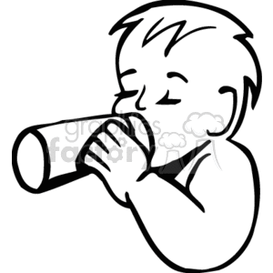 300x300 Child With Its Eyes Closed Drinking A Bottle Clipart Royalty Free