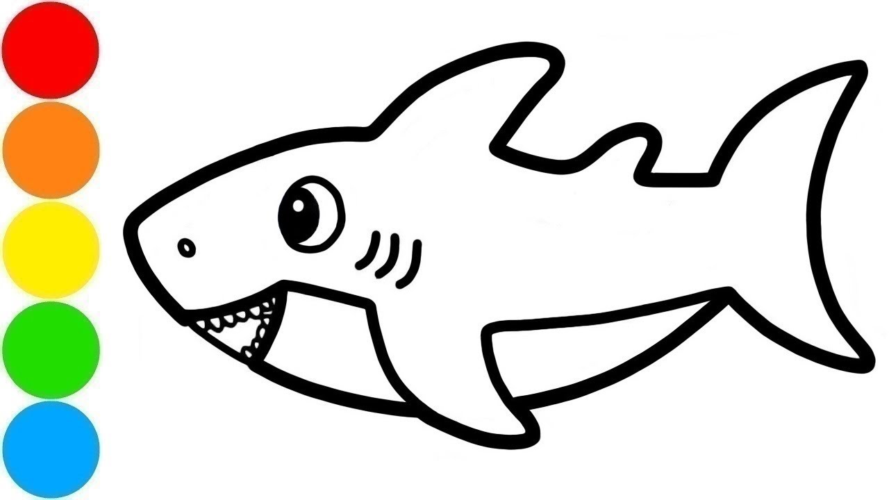 1280x720 Baby Shark Drawing And Coloring For Kids With Paint