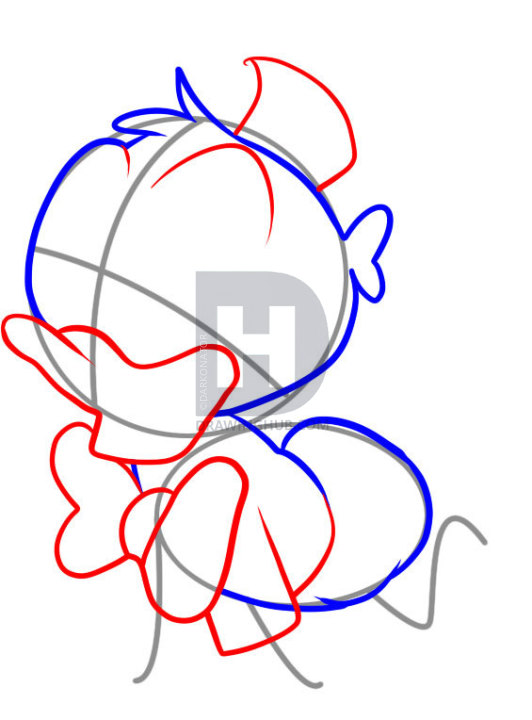 532x720 How To Draw Baby Donald Duck, Step