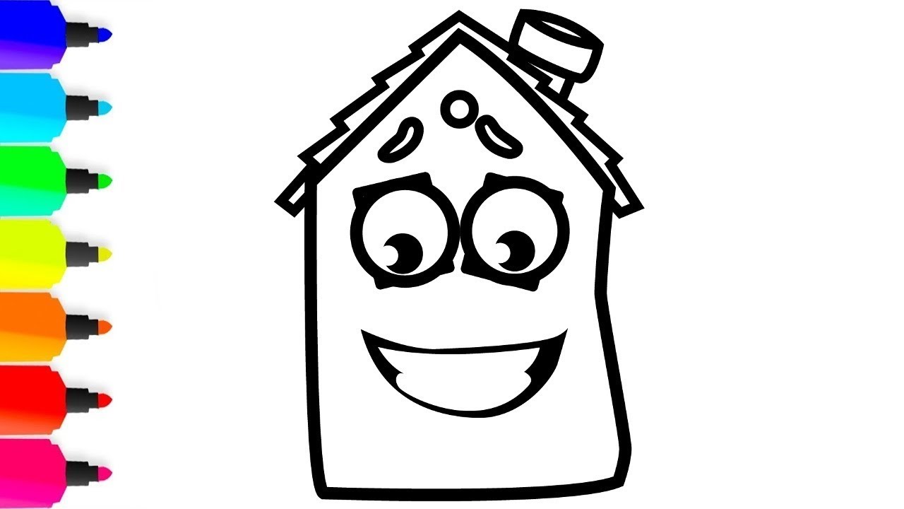 1280x720 Coloring House With Eyes And Mouth Painting For Toddlers