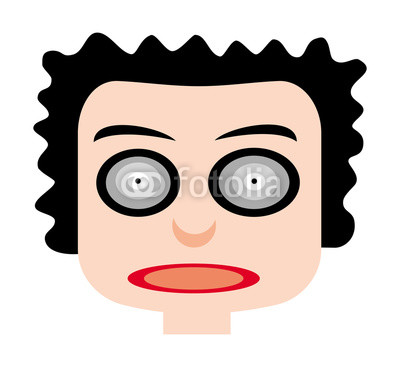 400x367 Funny Face Of A Boy With Big Crazy Eyes Cartoon Drawing, Sketch