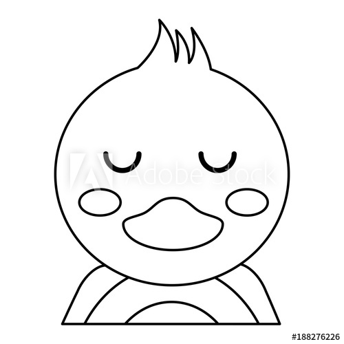 500x500 Cute Portrait Duck Animal Baby With Close Eyes Vector Illustration
