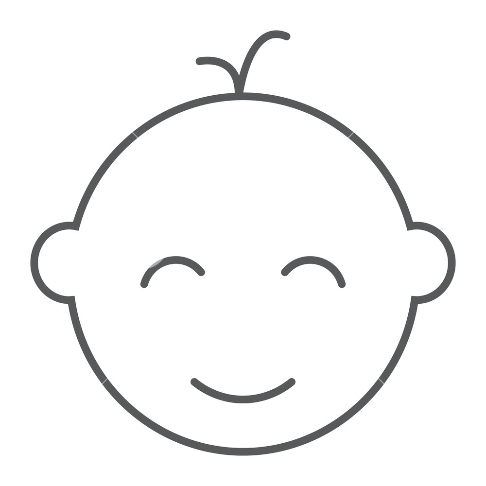 1000x1000 Baby Boy Thin Line Icon, Baby And Child, Face Sign, Vector