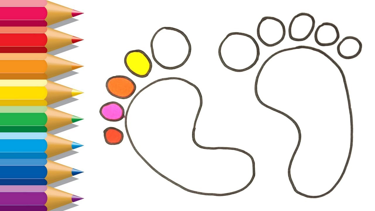 1280x720 How To Draw Baby Feet Coloring Pages For Kids Learn Drawing