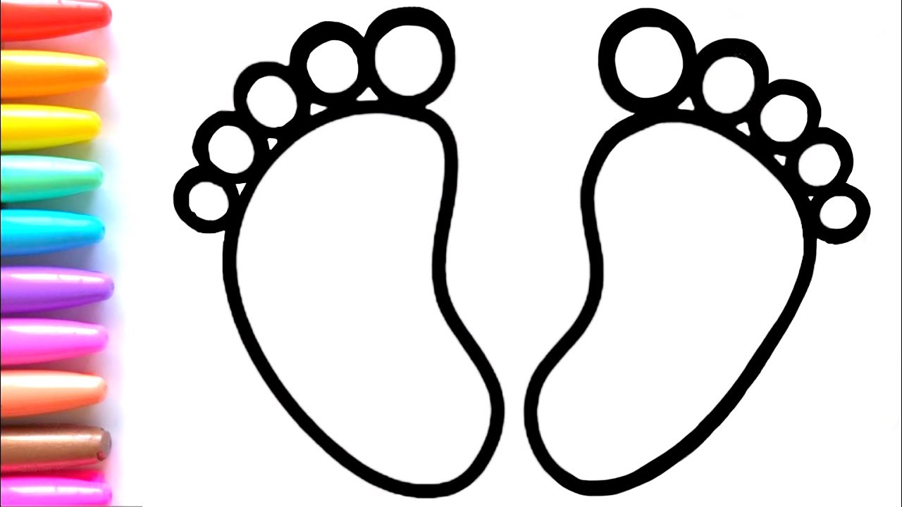 1280x720 Learn Colors With Baby Feet Drawing And Coloring For Kids, Babies
