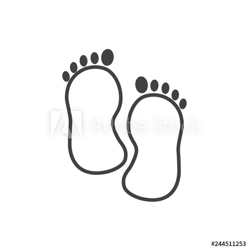500x500 Baby Feet Outline Flat Icon Vector Design Illustration