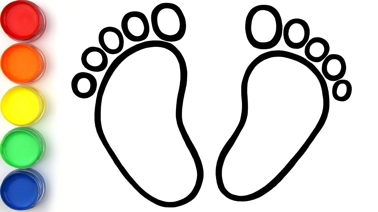 1280x720 Baby Feet Coloring And Drawing For Kids, Toddlers