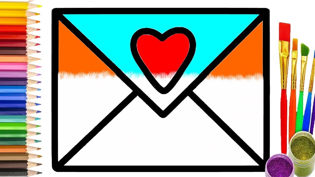 1280x720 Envelope Drawing And Coloring For Kids How To Draw Baby Foot