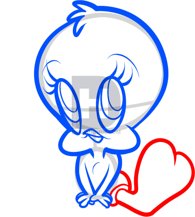 647x720 How To Draw Baby Tweety, Step