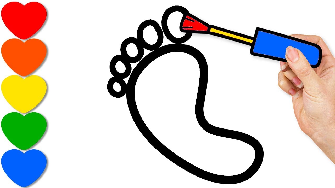 1280x720 Footprints Coloring And Drawing For Kids, Baby